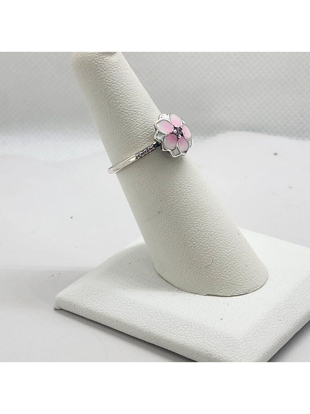 Brand New Sterling Silver 925 Magnolia Bloom Pink Ring